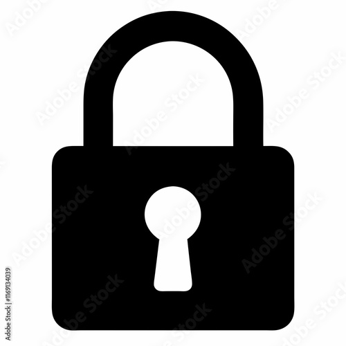 Black Padlock Silhouette Vector Illustration