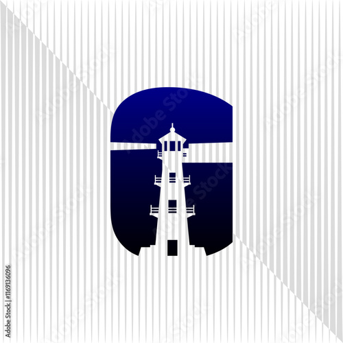 Lighthouse logo. lighthouse combined with initial letter G logo photo