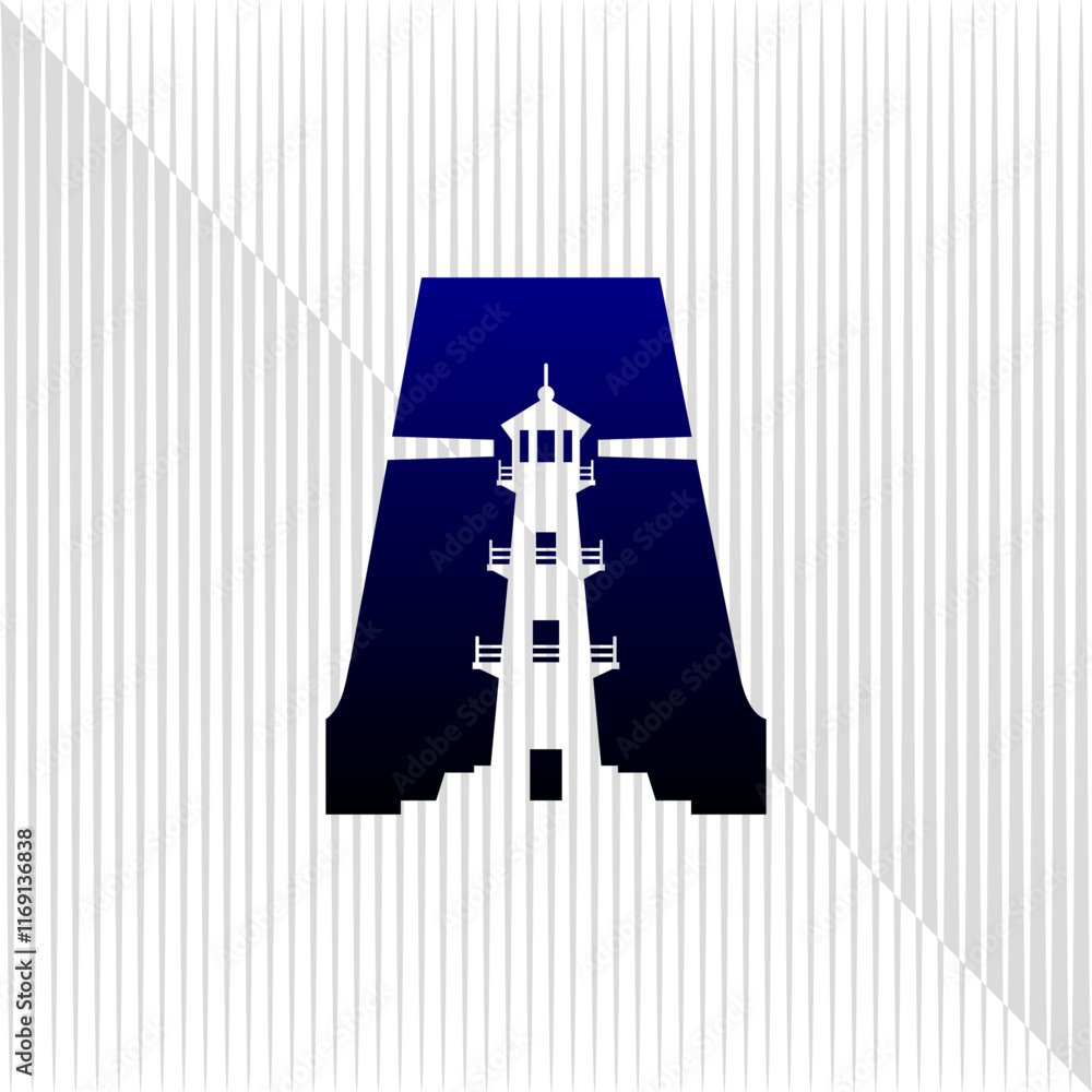Lighthouse logo. lighthouse combined with initial letter A logo Lighthouse logo. lighthouse combined with initial letter A logo