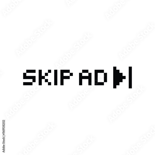 pixel skip ad icon vector pixel art skip  advertising for 8 bit game