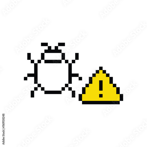 pixel art mobile or computer pc virus vector game 8 bit icon cyber attack sign. Protection, malware icon, antivirus 