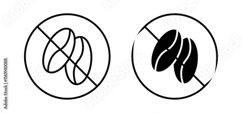 Caffeine free icons in black and white colors