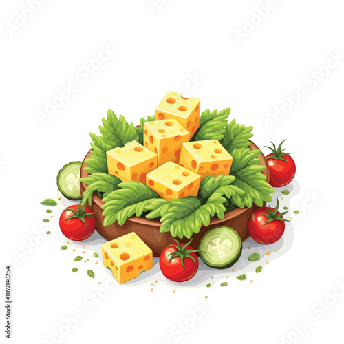 Cheese dices and slices vector illustration