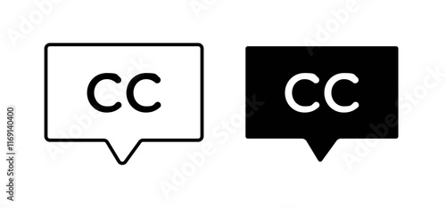 Closed caption icons in black and white colors