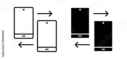 Data transfer icons in black and white colors