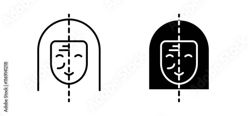 Facelifting procedure icons in black and white colors