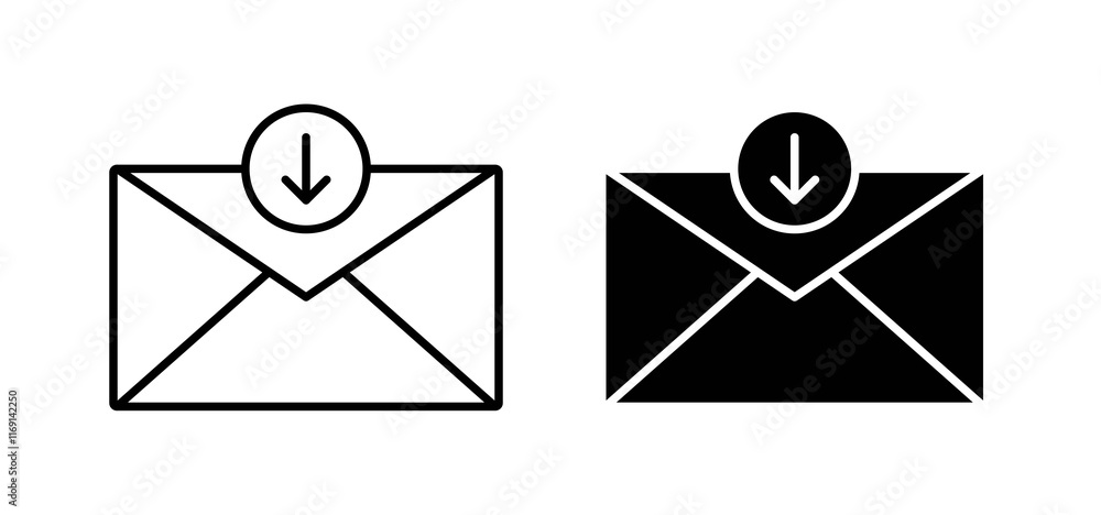 Inbox icons in black and white colors Inbox icons in black and white colors