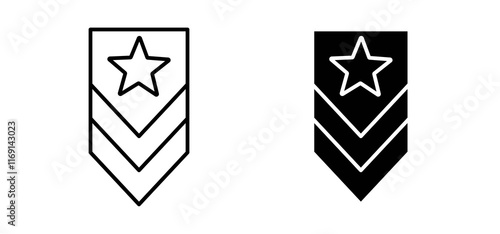 Military rank badge icons in black and white colors