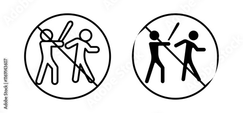 No fight sign vector in black and red colors