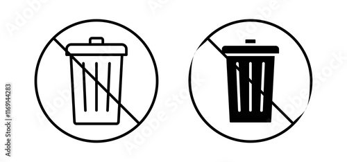 No trash sign vector in black and red colors