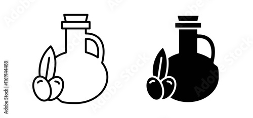 Olive oil icons in black and white colors