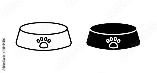 Pets bowl icons in black and white colors
