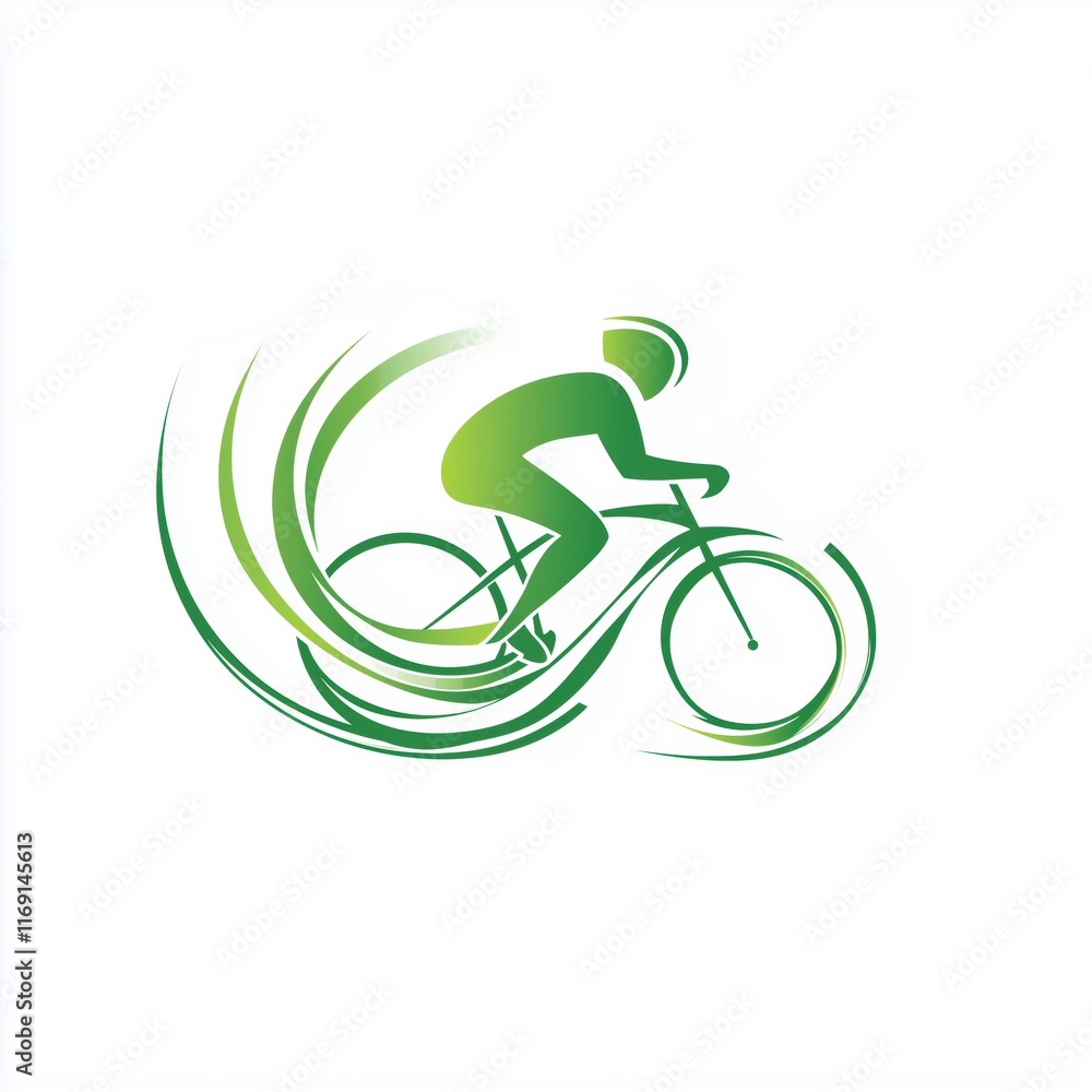 Fototapeta premium Clean and eco-friendly bicycle driving school logo featuring circular motion elements
