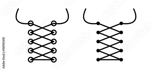 Shoe lace icons in black and white colors