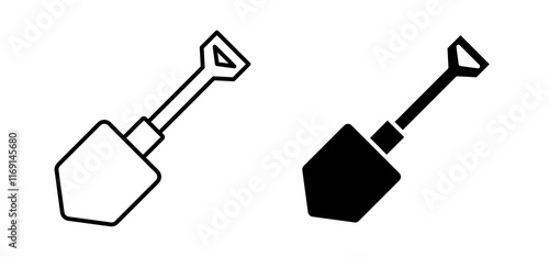 Shovel icons in black and white colors