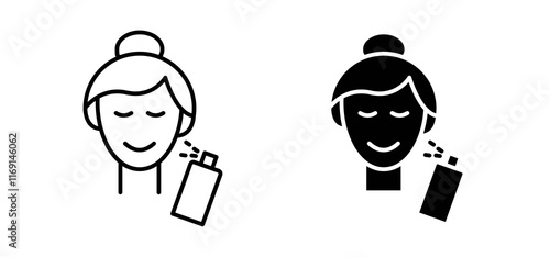 Spray on face icons in black and white colors