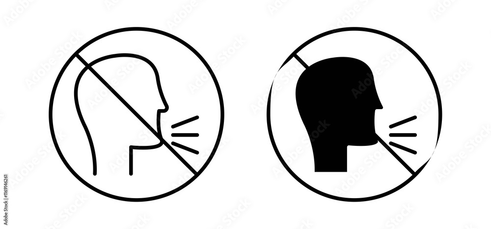 Stop talking signs set in black and white colors Stop talking signs set in black and white colors