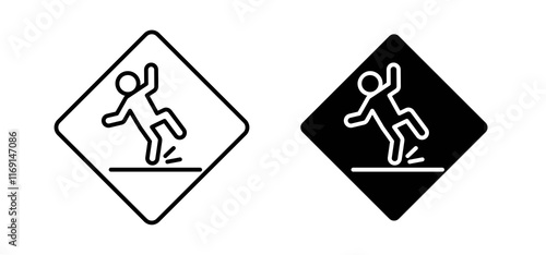 Wet floor signs set in black and white colors