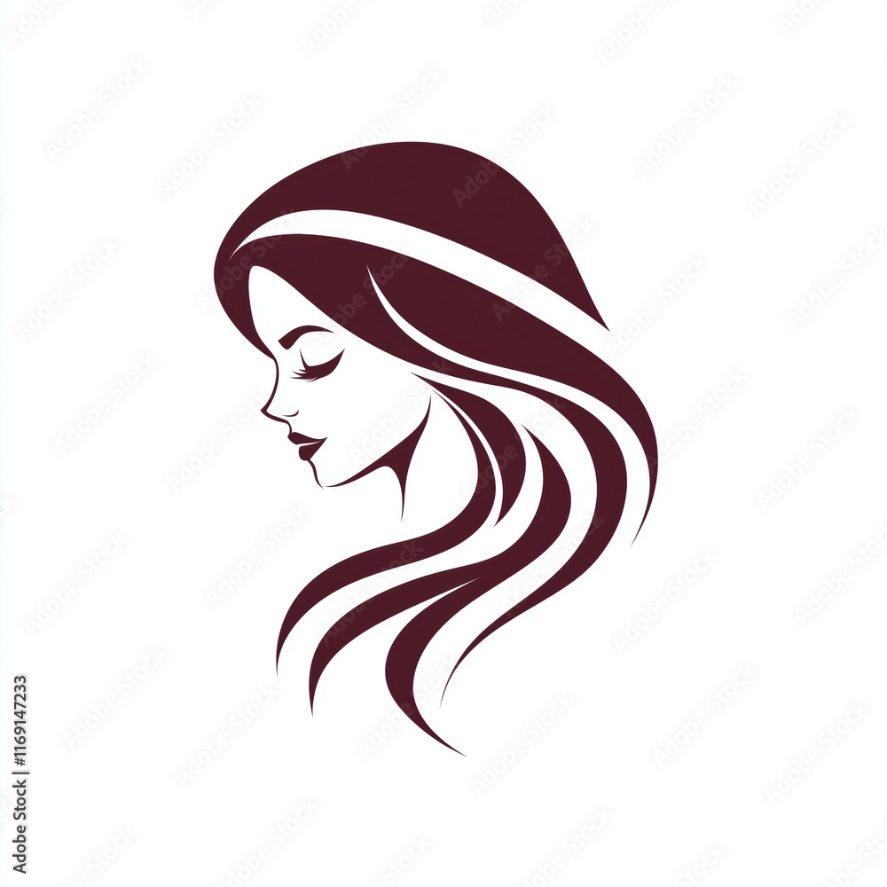 Logo for hair salon: hair silhouette and burgundy clean design Logo for hair salon: hair silhouette and burgundy clean design
