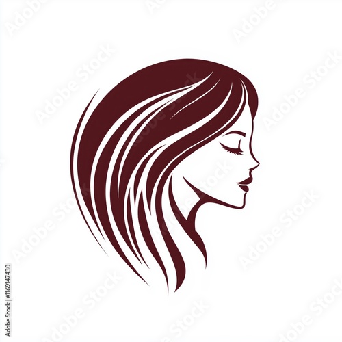 Wallpaper Mural Logo for hair salon: hair silhouette in flowing lines with burgundy accents Torontodigital.ca