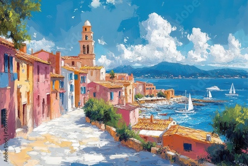 st tropez vibrantly rendered in bold street art style with fluid brush strokes and urban flair showcasing the citys iconic charm and lively spirit