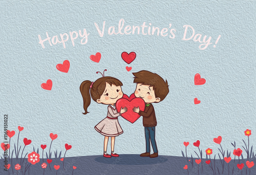 Valentine's Day card design. Illustration with oil paint. Pattern for printing on wall decorations, covers, wallpapers Valentine's Day card design. Illustration with oil paint. Pattern for printing on wall decorations, covers, wallpapers
