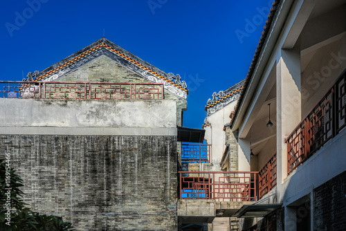 Foshan city, Guangdong, China. Fengjian Water Township (Fengjian Village). The village has a long history and features historic sites throughout. Typical Lingnan style water town.  photo