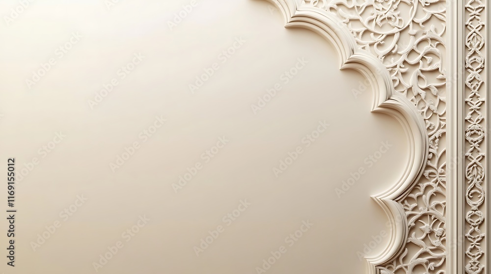 Fototapeta premium Elegant Cream Wall Decor Intricate Arabesque Design