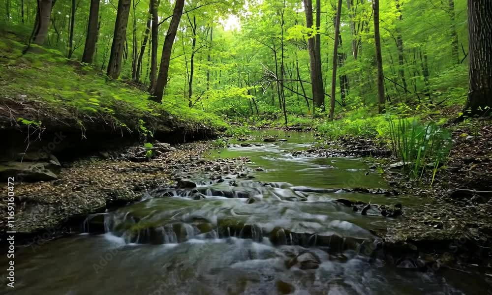 Serene Forest Stream: A Tranquil Escape in Lush Green Woods Serene Forest Stream: A Tranquil Escape in Lush Green Woods