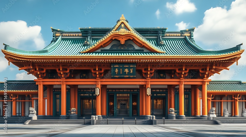 Majestic Japanese Temple Architecture Under a Sunny Sky Majestic Japanese Temple Architecture Under a Sunny Sky