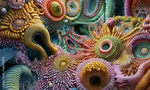 Wallpaper Mural Kaleidoscopic Organic Abstract Art: A vibrant explosion of colors and textures Torontodigital.ca