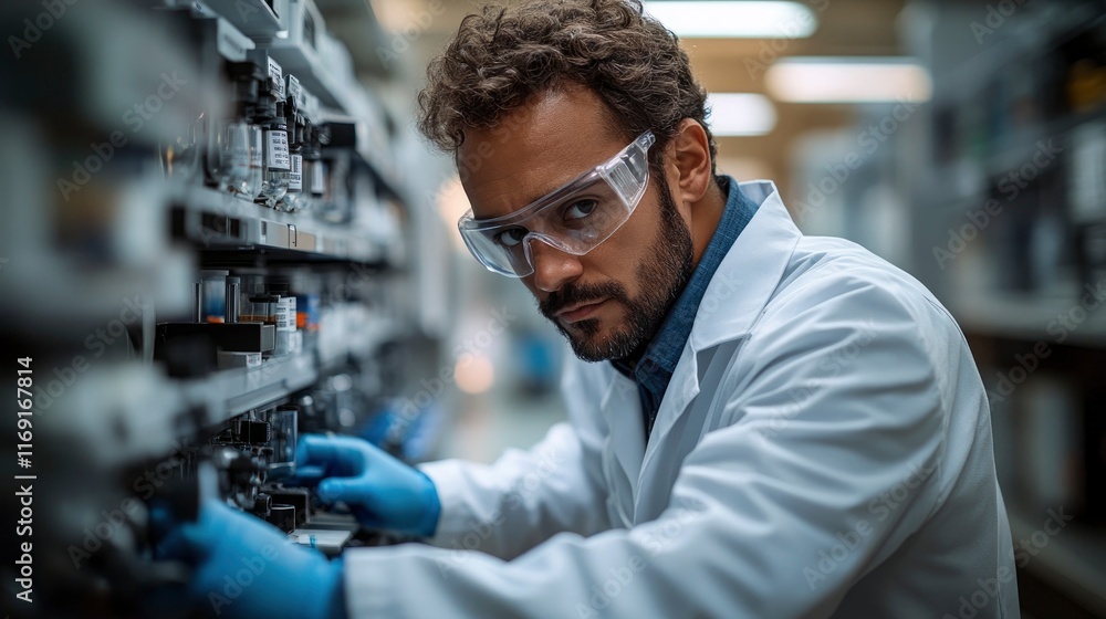 Obraz premium Scientists working with mass spectrometry equipment for compound analysis
