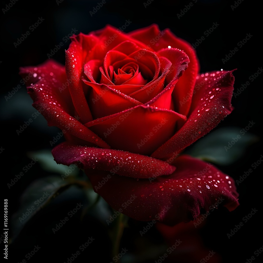 red rose with water drops