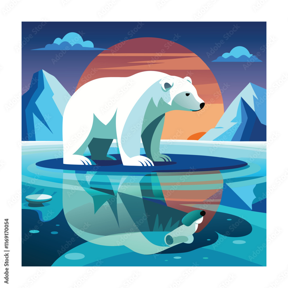 Fototapeta premium Polar bear animals vector on white background