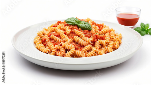 Wallpaper Mural A Plate of Fusilli Pasta with Sauce Isolated on a Clean White Background Torontodigital.ca