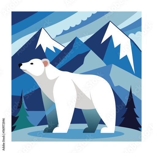 Polar bear animals vector on white background