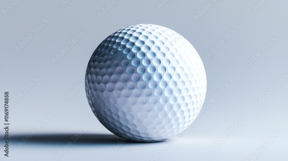 A close-up of a white golf ball with a dimpled surface, casting a soft shadow against a light background. A close-up of a white golf ball with a dimpled surface, casting a soft shadow against a light background.