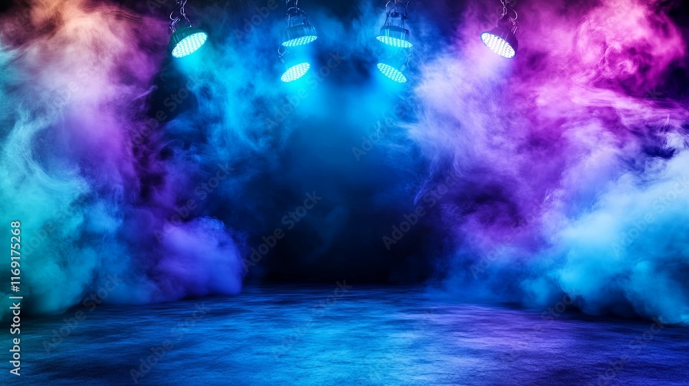 Abstract Dark Street with Blue Lights and Empty Vibe Abstract Dark Street with Blue Lights and Empty Vibe