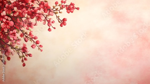 Wallpaper Mural Red Blossoms Branch Spring Floral Painting Art Torontodigital.ca