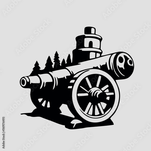 design logo icon illustration  art cannon