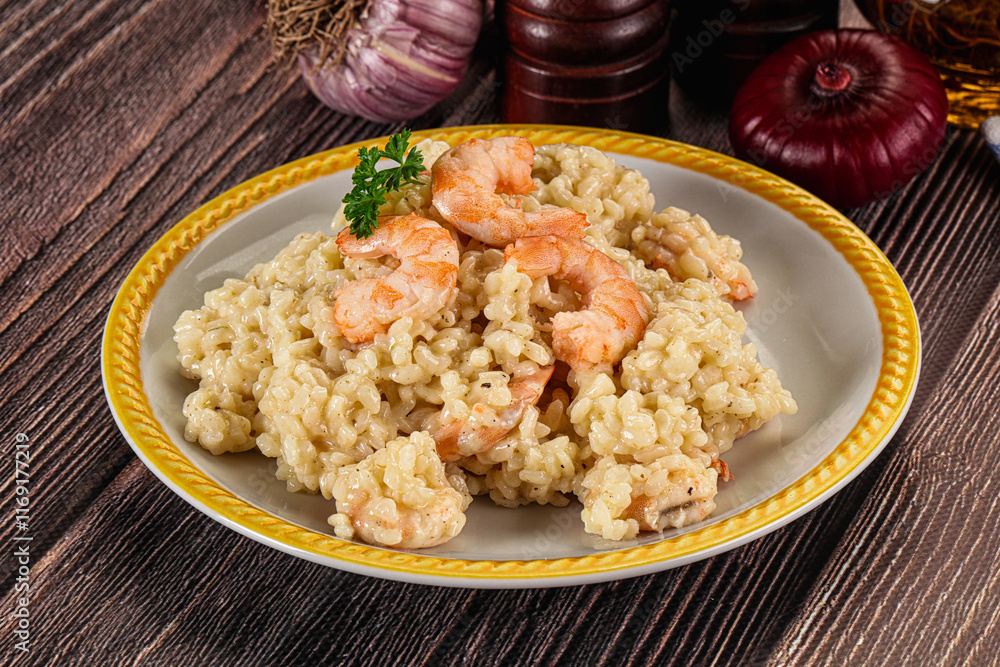 Gourmet risotto with prawn and cheese Gourmet risotto with prawn and cheese