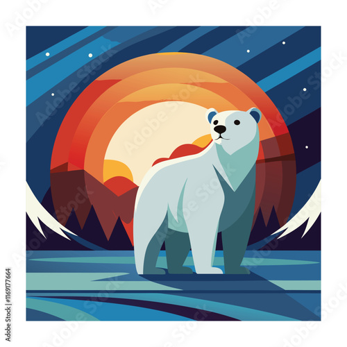 Polar bear animals vector on white background