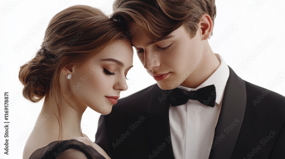 Romantic couple spending time together. Two of man and woman on valentines day. Lovely couple dating. Woman in dress and man in suit with bowtie. Elegant couple isolated on white. Glamorous companion Romantic couple spending time together. Two of man and woman on valentines day. Lovely couple dating. Woman in dress and man in suit with bowtie. Elegant couple isolated on white. Glamorous companion