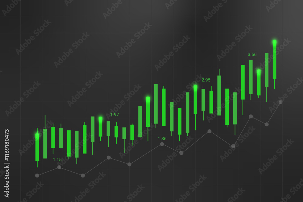 Green Stock Market Background with Trading Graph. Finance Banner Vector Illustration Green Stock Market Background with Trading Graph. Finance Banner Vector Illustration