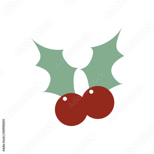 christmas holly berries flat style