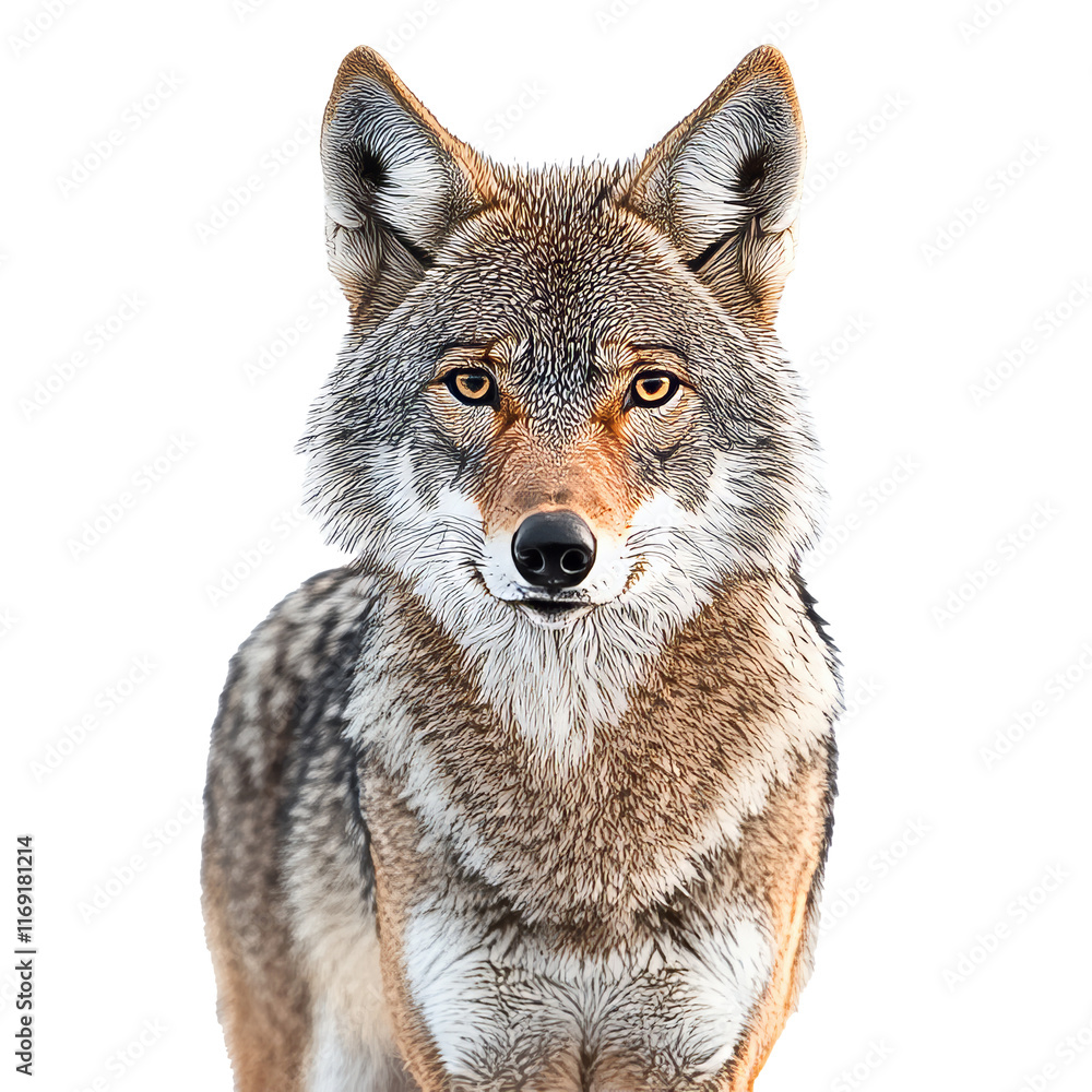 Fototapeta premium Coyote posing against a plain background