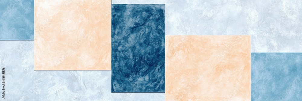 Fototapeta premium 青とベージュのテクスチャが織りなす抽象的なデザインが印象的なアート