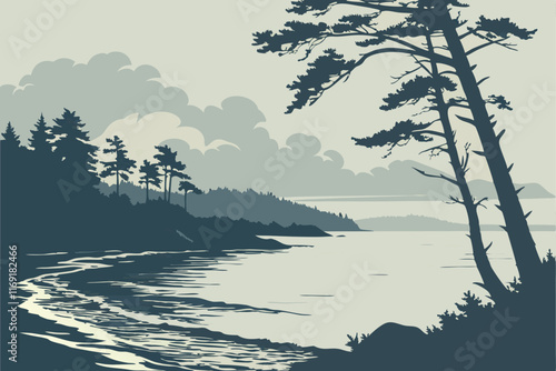 A calm ocean or still forest, portraying quiet but immense power