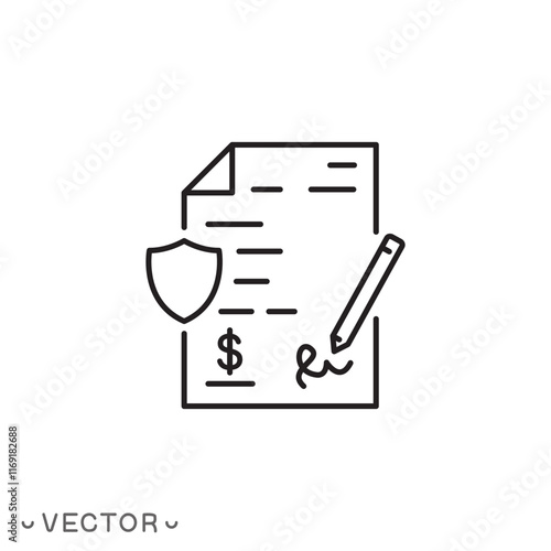 penalty icon, financial forfeit, surcharge, thin line symbol concept isolated on white background, editable stroke eps 10 vector illustration