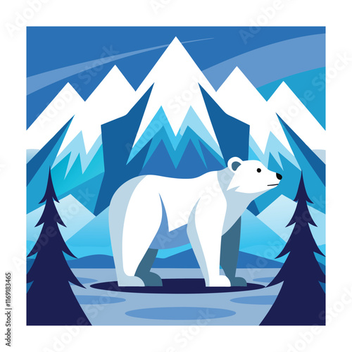 Polar bear animals vector on white background